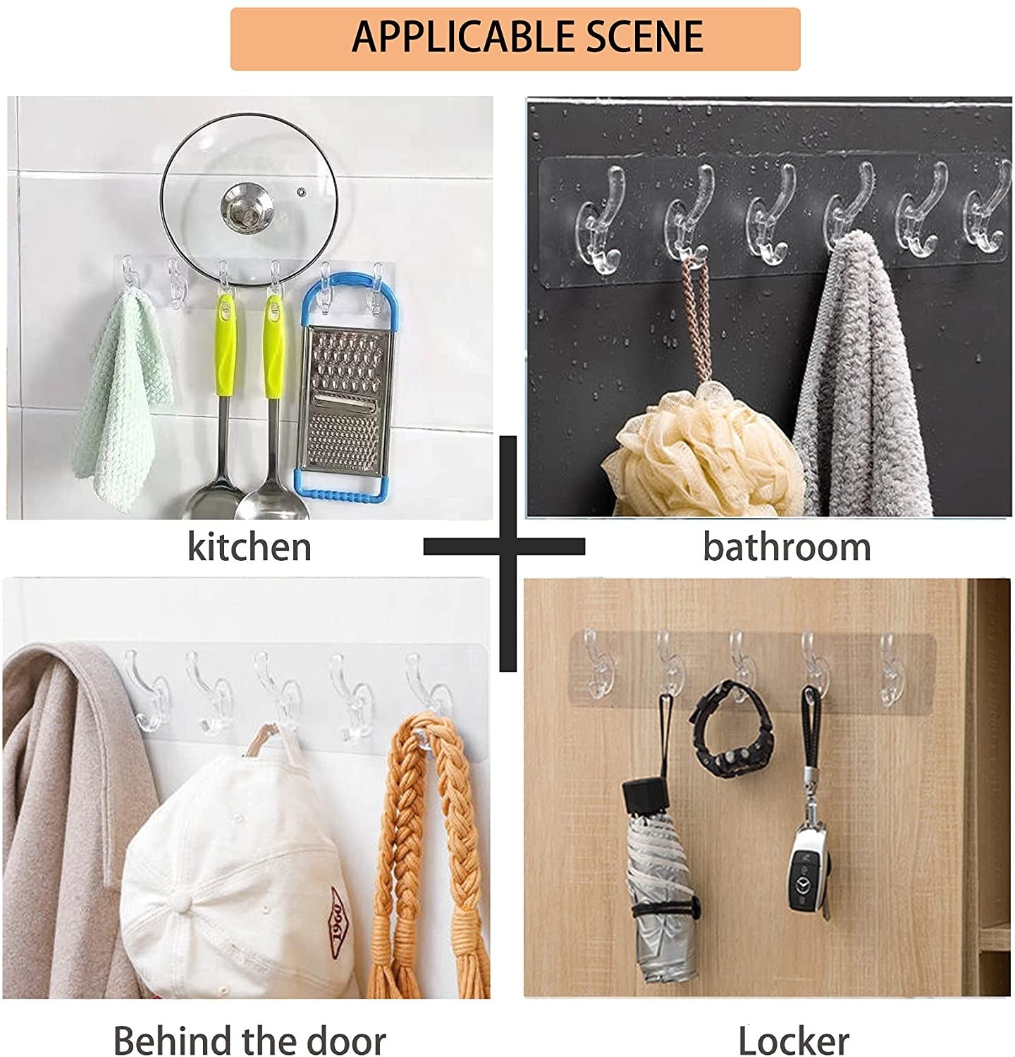 Heavy Duty Transparent Adhesive Hooks – Waterproof Wall Hanger