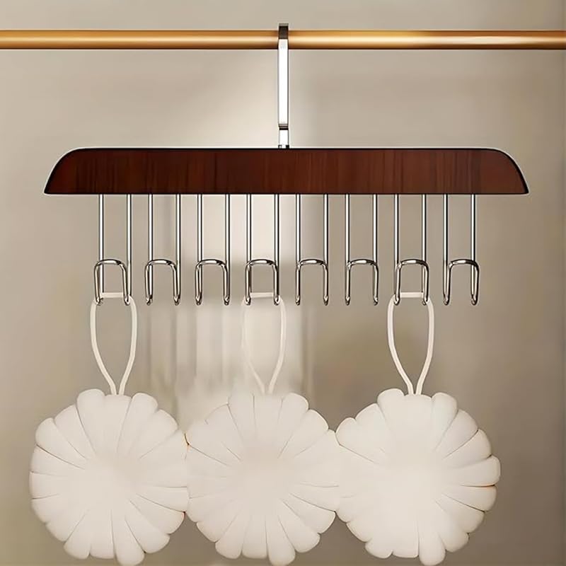 8-Hook Wooden Clothes Hanger – Space Saving & Multi-Use Organizer