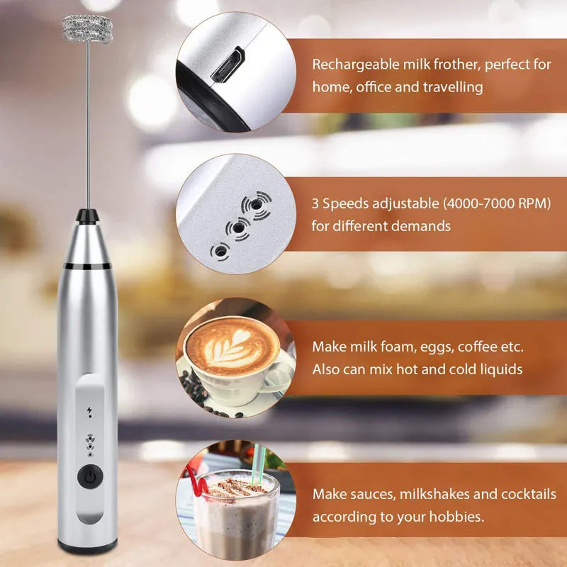 Rechargeable Coffee Beater – Instant Milk Frother & Cream Whisk